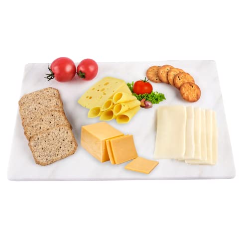 DESTALYA Schneidebrett Marmor für die Küche, Käsebrett 20x30 cm Serviertablett Pizza, Wurstwaren Tortenständer, Obstteller Platte zum Backen, Mermer Tepsi (Rectangle S, White Marble Destan) Cover
