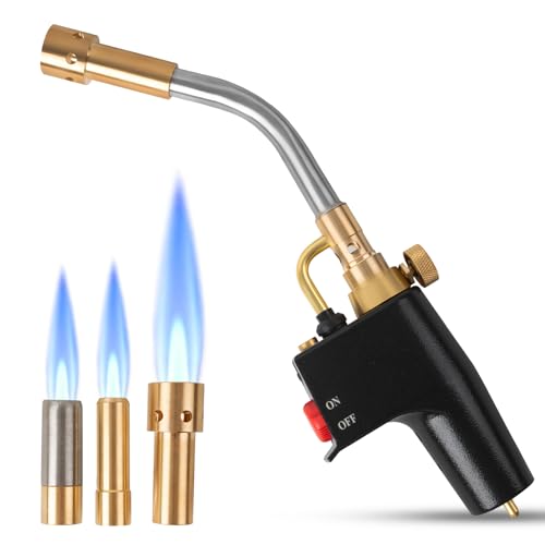 Propane Torch with 3 Tips, Instant on/off Ignition and Flame Lock...