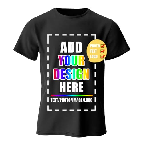 KYZMZ T-Shirts Personnalisés pour Hommes - Créez Votre Propre T-Shirt avec Texte, Logo ou Nom - En Coton avec Image et Photo - Unisexes à Col Rond sur Mesure