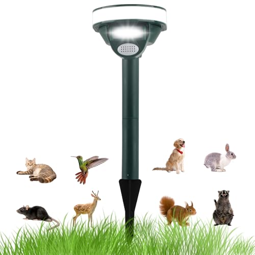 Fancysky Spaventatore per gatti ad ultrasuoni solare per giardino,Repellente Ad Ultrasuoni Per Piccioni A Energia Solare,IPX4 Ultrasuoni impermeabile per giardino per giardino, contro gatti