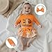 Dcohmch My First Halloween Baby Girls Outfit Long Sleeve Pumpkin Romper Skirt Shorts Headband Leg Warmers Clothes Set (Orange, 12-18 Months)