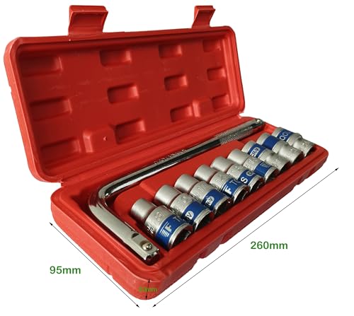 Image of Inditrust 10 Pcs 1 /2 inch Chrome Vanadium Socket Handle Set /Tool Box /Goti Pana for Automobiles /Bike /Car Repair /Home DIY Use (8,10,11,12,13,14,17,21,& 24 mm)