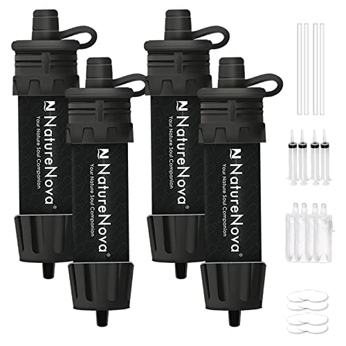 Filtre à eau de randonnée noir NatureNova pour boire pur en camping sauvage