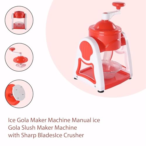 Image of Ice Gola Maker Machine Manual ice Gola Slush Maker Machine with Sharp Blades Ice Crusher Snow Grinder Crusher 3 Bowl Baraf ka Gola Banane wali Machine 1 Glass, 6 Sticks and 1 Dish