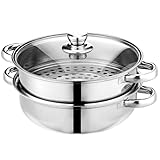 Steamer Pot for Cooking 4 Quart Steamer Pot 2-tier Multipurpose 18/8 Stainless Steel Steam Pot Cookware with Lid for Vegetable, Noodles, Pasta, Food