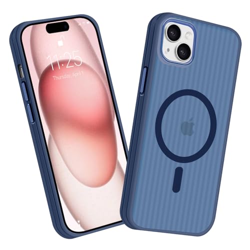 iPhone 15 ケース MagSafe対応 耐衝撃 指紋防止 滑り止め 軽量 衝撃吸収 米軍MIL規格取得 マット感 ワイヤレス充電対応 アイフォン 15（ブルー）