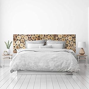 MEGADECOR Hoofdeinde voor bed, van PVC, decoratief, economisch, hout, dwarsdoorsnede, gestapeld, verschillende maten (200 cm x 60 cm)