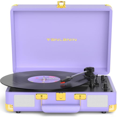 Purple Suitcase Record Player Bluetooth and USB Recording,