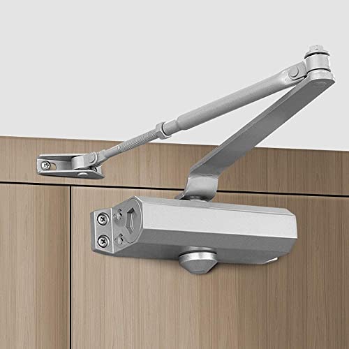 Door Closer, Adjustable Automatic Spring Hydraulic Door Closure Heavy Duty Fire Rated Overhead Door Opener for Door Weight 25-45kg