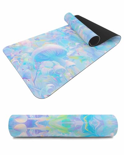 Debedcor Heat Proof Table Pads Waterproof Decorative, Rainbow Mushroom Non-Slip Table Countertop Protector, Modern Botanical Abstract Art Insulation Mat for Kitchen Room, 40 x 12 Inches