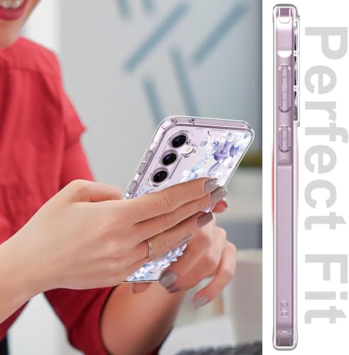 Image of Elzzi Clear Transparent Flower Cover for Samsung S25 FE Case Shockproof Floral Design Full Camera Protection Shockproof PC+TPU Cover Clear for Girls & Women (Ice)
