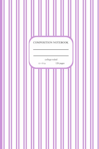 Purple Aesthetic Composition Notebook: College Ruled Lined Journal, 6 x 9 Inch, 120 Pages | Trendy Pastel Striped Notebook for School, Teen Girls and Office image 2