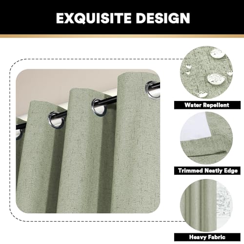 Image of PrinceDeco Blackout Curtains 84 Inches Long Patio Curtains for Sliding Door Blackout Curtains for Sliding Glass Doors 100 Inch Wide Curtains for Living Room,100 X L84 Inch, Sage