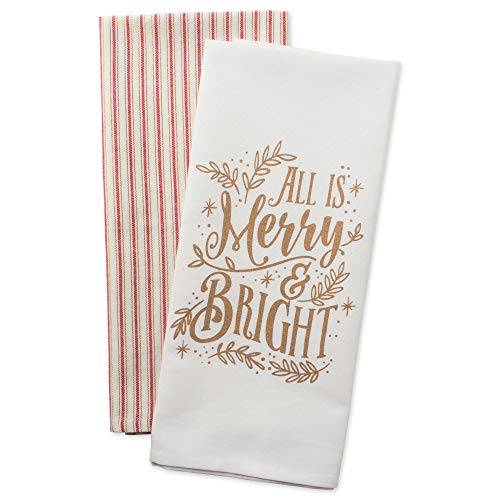 Image of DII Christmas Tea Towels Decorative Kitchen Dish Towel Set, 18x28, Merry & Bright, 2 Piece