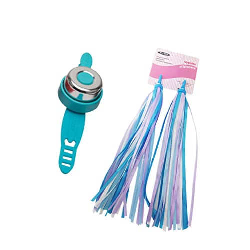 Happyyami 2Pcs Bike Streamers with Handlebar Bell Set Ribbons for Bicycle Scooter Accessories Tassels Bright Red Bell for Boys