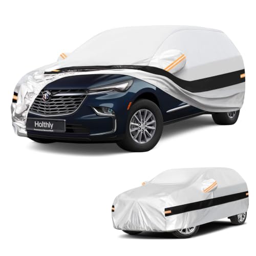 Image of 10 Layers SUV Car Cover Custom Fit for Buick Encore (2012-2026), Waterproof All Weather for Automobiles, Outdoor Full Cover Sun Dust Rain Protection with Cotton. Silver