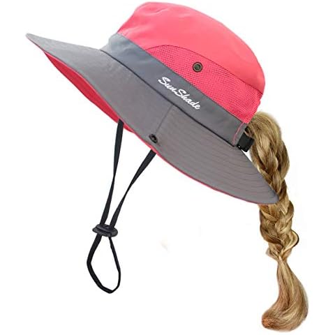 HGGE Kids UV Protection Sun Hat with Ponytail Hole Cover