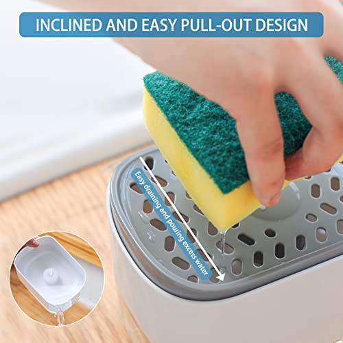 Image of RUFCRIL Soap Pump Dispenser and Sponge Holder, 12oz / 350ml Dish Soap Dispenser for Kitchen,White