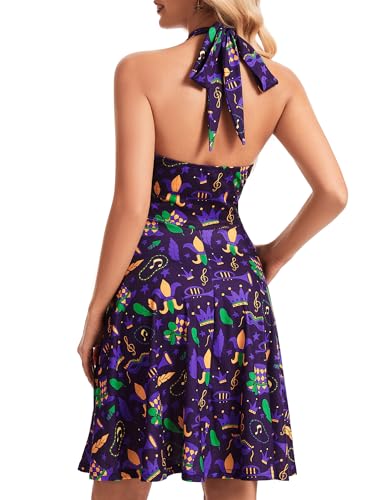 Image of Women's Summer Sundress- 2025 Sexy Halter Sleeveless Spring Boho Elastic Waist Ruffle Mini Dress