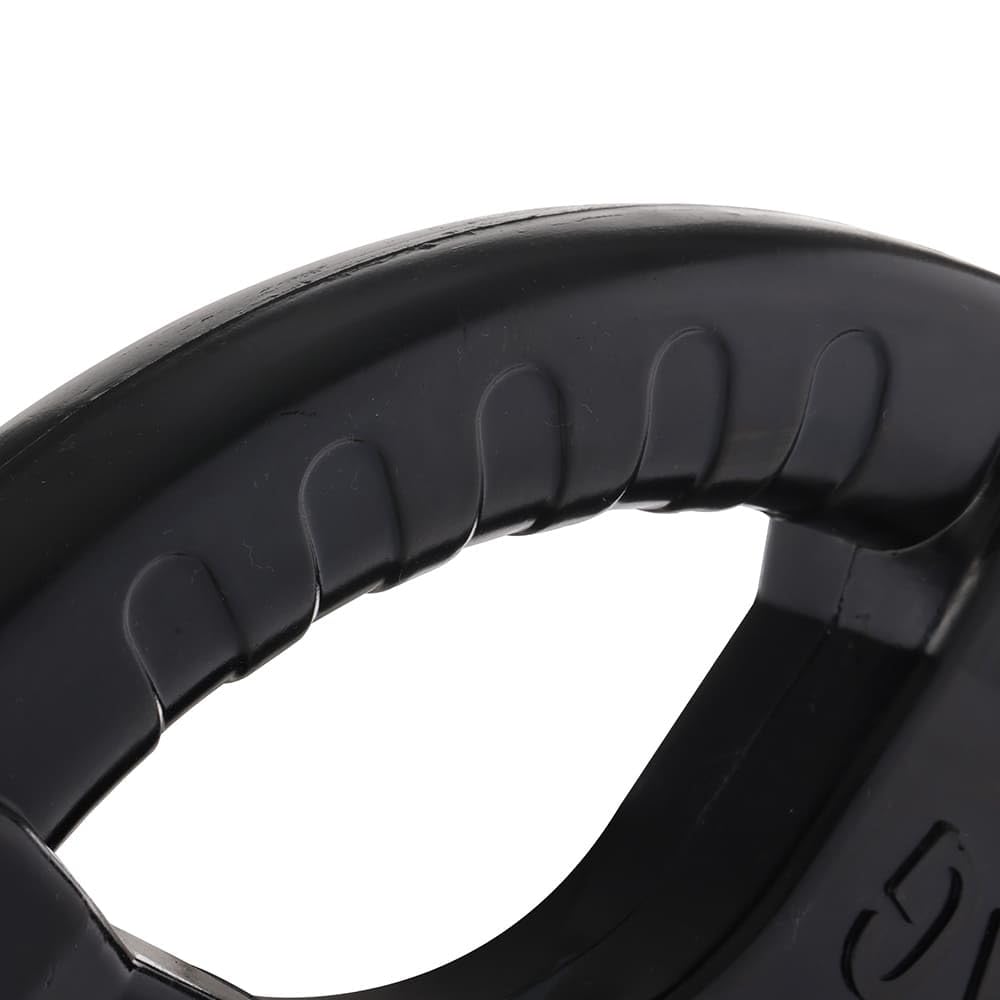 Discos Olímpicos de Goma Triple Agarre Fitness Tech | Set de 2 Discos con Casquillo de Hierro | Diámetro 50 mm | Pesos de 2,5 a 25 kg | Antigolpes y Ergonómicos (25, Kilogramos)