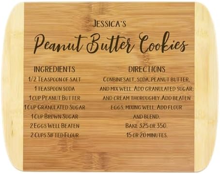 Personalized Wooden Custom Recipe Cutting Board (Thick), Typed En...