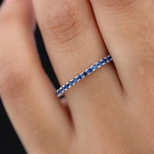 JO WISDOM Stackable Ring Eternity Bands for Women 925 Sterling Silver 1.5mm Thin Band Cubic Zirconia Half Eternity Stacking Rings Mothers Birthday Christmas Day Gifts3