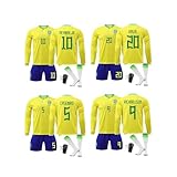 [DGAXISWL] ネイマール ユニフォーム ヴィニシウス リシャルリソン 長袖 ブラジル代表 サッカー 22-23 ホーム 上下セット 色褪せなし 吸汗速乾 練習着 応援ジャージ トレーニングウェア 大人用 子供用 男女兼用 ギフト (S,キッズ,カジミーロ)