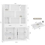HOSTACK 71" Tall Bookcase with Drawers and Doors, 47" Wide Book Shelf and Bookcase with Storage, 6 Tier Large Book Storage Cabinet with 14" Deep Display Shelves for Living Room, Home Office, White - Image 3