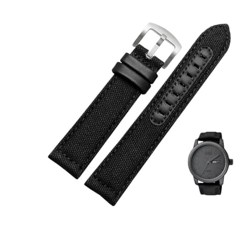 Bracelet de Montre Toile de Nylon étanche et lavable 22mm pour Citizen Eco-Drive et Seiko 5