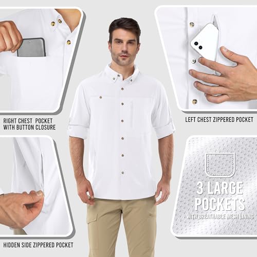 Outdoor Ventures Men's Long Sleeve Hiking Shirt UPF 50 UV Sun Protection Shirt Cooling Quick Dry for Travel Fishing Safari2