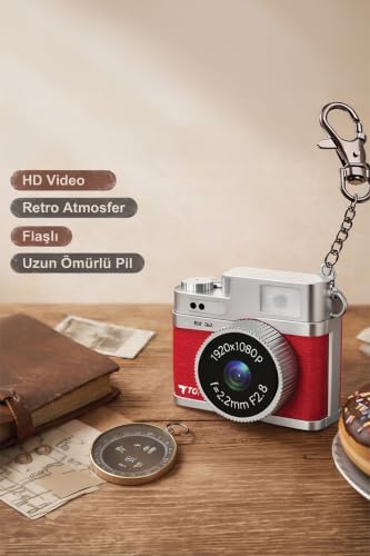 Mini Dijital Kamera Selfie Video Vlog Kamerası Mini Anahtarlık 1080P CMR35 Kırmızı - Görsel 7