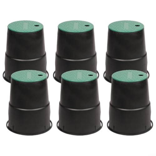 Trayne Cajas de válvulas de riego de polipropileno, paquete de 6 con cubiertas antideslizantes, estructura reforzada para jardines, césped, patios y granjas, 6 pulgadas