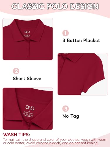 Image of OHD 4 Pack Girls Polo Shirt Girls Uniform Polo for School Cotton Shirts School Uniform Tops Size 3T-14