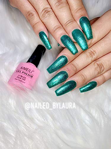 Esmalte de gel UV LED AIMEILI Chilly Shine Green 10ml miniatura 2