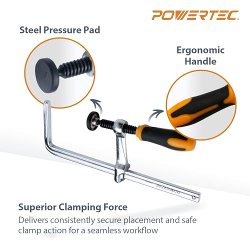 Image of POWERTEC Quick Screw Guide Rail Clamps for BOW XTENDER Fences, MFT Table, Track Saw Guide Rail System, 7 inch Capacity x 2-3 /8 inch Throat Depth, 400lbs Clamping Force (71409) (Pack of 20)