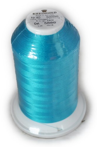 Hilo de poliéster Rheingold No. 40 color Aqua, cono comercial de 5500 yd miniatura 1