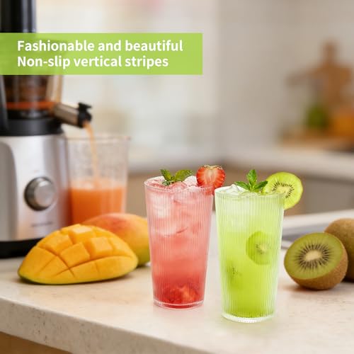 Gobelets en acrylique transparent lot de 8 verres à rayures 480 ml