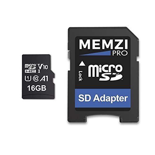 MEMZI Pro Carte mémoire Micro SDHC avec adaptateur SD pour Samsung Galaxy J8, J7, J6, J5, J4, J3, J2, J1, A9, A8, A7, A6, A6+, A5, A3 16 Go 100 Mo s Classe 10 A1 Performance V10 avec adaptateur SD