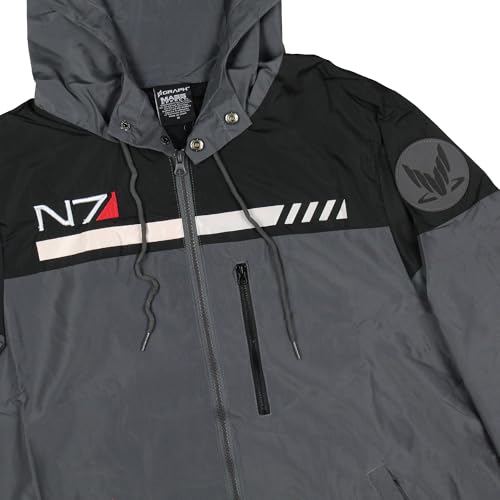 Bioworld Mass Effect Men's N7 Logo Special Tactics Adult Full Zip Windbreaker Jacket With Hood3