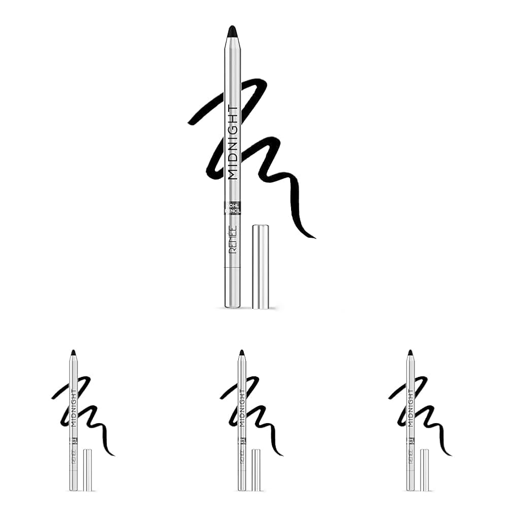 RENEE Midnight Kohl Pencil - Smudgeproof And Waterproof Matte Kajal Stick- 24 Hrs Long Stay - Darkest Black - Rich Color Payoff - Vitamin E, Olive Oil ...