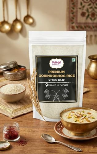 Image of Delight Foods Premium Gobindobhog Bengali Rice 5kg (1kg x 5 Packs) | 2 Years Aged Bengali Unpolished Aromatic Short Grain Chawal | Ideal for Payesh, Kheer, Mishti Pulao & Khichuri
