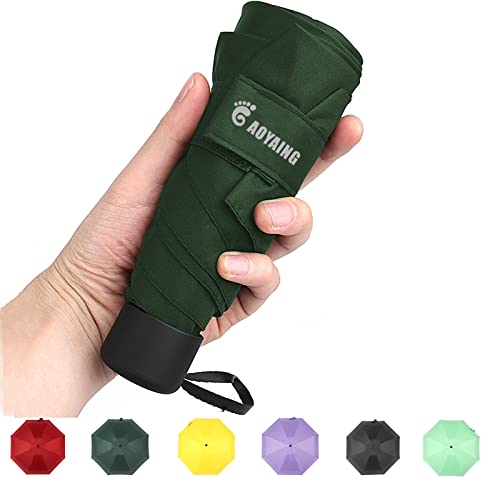 Gaoyaing Mini Travel Umbrella Sun&Rain Lightweight Small And Compact Suit For Pocket Parasol With 99% Uv Protection For Women Men Kids 39 Inches Dard Green #TOP1