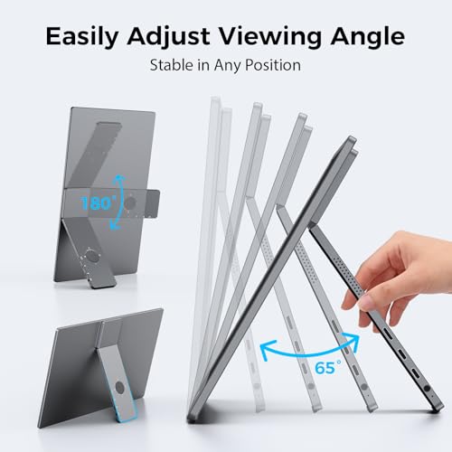 Image of KYY Portable Monitor for Laptop, Travel Monitor with Stand Support Two Mode | 15.6'' Laptop Screen Extender Ultra Slim, Laptop Display w /Dual Speakers, Travel Screen Extender for PC Phone Xbox PS Switch