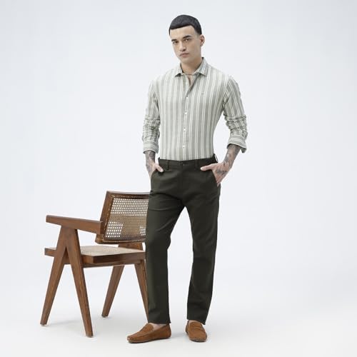Image of BASICS Premium Cotton Stretch Formal Trousers for Men | Office Pants