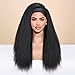 WIGNEE Kinky Straight Headband Wig for Women, 22 Inches, Yaki Straight Wigs with Black Headband, Synthetic Hair, Easy to Style, No Lace Front, No Glue