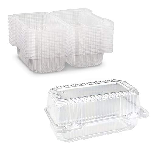 Disposable Sturdy Plastic Hinged Loaf Containers - Durable Medium Hoagie or Sandwich Container â€“ Inside Dimensions of 8 in x 4 in x 3.85 in - Made in The USA by MT Products (Pack of 20)
