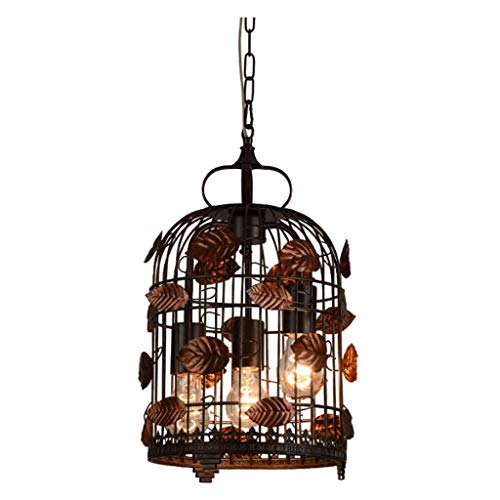 Lustre cage à oiseaux en fer forgé rétro pour bar et café
