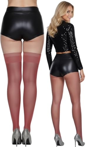 Image of ToBeInStyle Women's Sheer Banded Thigh High Socking w /Opaque Band