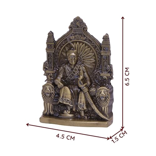 Image of anciently Chhatrapati Shivaji Maharaj Statue for Car Dashboard | Shivaji Maharaj Murti for Car Dashboard, Metal, 1 Piece (Brass Colour)
