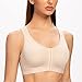 MELENECA Women's Front Closure Wirefree Post Surgery Plus Size Back Support Posture Bra Beige 38C